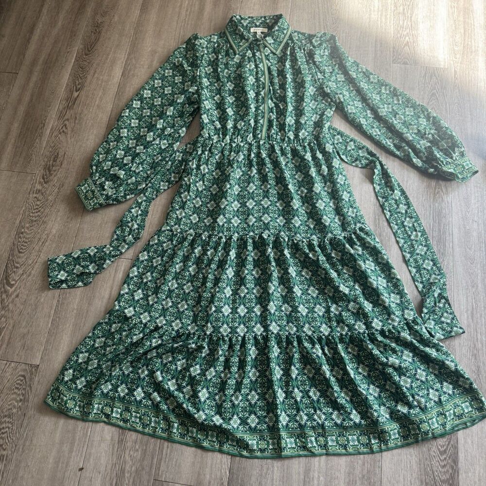 NWT Max Studio Maxi Dress Green Bohemian Farmhouse Modest Festival Sz S MSRP$148 - Picture 10 of 16
